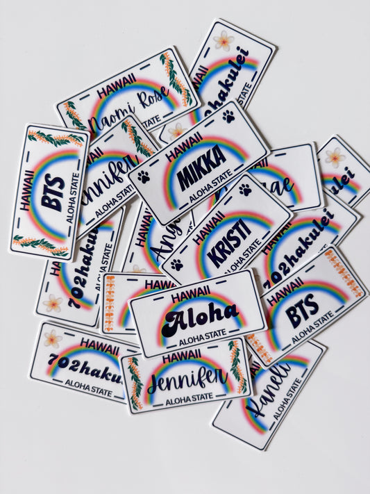Custom Hawai'i License Plate Sticker